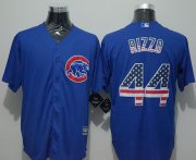Wholesale Cheap Cubs #44 Anthony Rizzo Blue USA Flag Fashion Stitched MLB Jersey