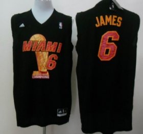 Wholesale Cheap Miami Heat #6 LeBron James 2013 NBA Champions Black Fashion Jersey