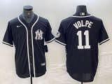 Cheap Men's New York Yankees #11 Anthony Volpe Black White Cool Base Stitched Jersey