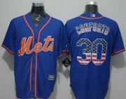 Wholesale Cheap Mets #30 Michael Conforto Blue USA Flag Fashion Stitched MLB Jersey