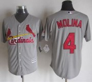 Wholesale Cheap Cardinals #4 Yadier Molina Grey New Cool Base Stitched MLB Jersey