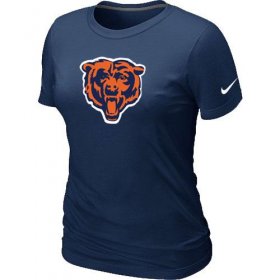 Wholesale Cheap Women\'s Chicago Bears Team Logo T-Shirt Dark Blue