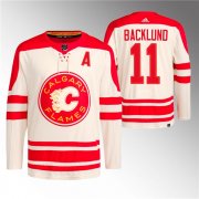 Cheap Men's Calgary Flames #11 Mikael Backlund 2023 Cream Classic Primegreen Stitched Jersey