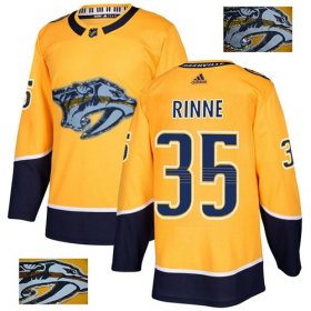 Wholesale Cheap Adidas Predators #35 Pekka Rinne Yellow Home Authentic Fashion Gold Stitched NHL Jersey