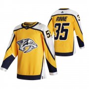 Wholesale Cheap Nashville Predators #35 Pekka Rinne Yellow Men's Adidas 2020-21 Reverse Retro Alternate NHL Jersey
