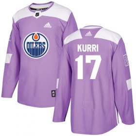 Wholesale Cheap Adidas Oilers #17 Jari Kurri Purple Authentic Fights Cancer Stitched NHL Jersey