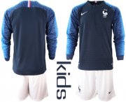 Wholesale Cheap France Blank Home Long Sleeves Kid Soccer Country Jersey