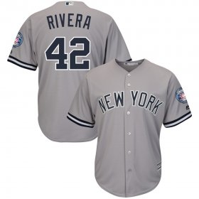 Wholesale Cheap New York Yankees #42 Mariano Rivera Majestic 2019 Hall of Fame Patch Cool Base Player Jersey Gray