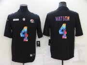 Wholesale Cheap Men's Cleveland Browns #4 Deshaun Watson Black Crucial Catch Limited Stitched Jersey