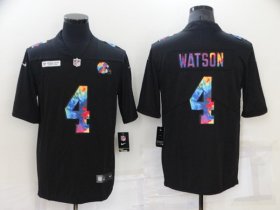 Wholesale Cheap Men\'s Cleveland Browns #4 Deshaun Watson Black Crucial Catch Limited Stitched Jersey