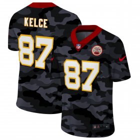 Cheap Kansas City Chiefs #87 Travis Kelce Men\'s Nike 2020 Black CAMO Vapor Untouchable Limited Stitched NFL Jersey