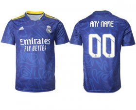 Wholesale Cheap Men\'s Real Madrid Custom 2021-22 Blue Away Soccer Jersey
