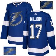 Wholesale Cheap Adidas Lightning #17 Alex Killorn Blue Home Authentic Fashion Gold Stitched NHL Jersey