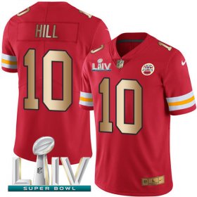 Wholesale Cheap Nike Chiefs #10 Tyreek Hill Red Super Bowl LIV 2020 Men\'s Stitched NFL Limited Gold Rush Jersey