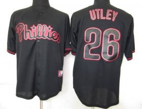 Wholesale Cheap Phillies #26 Chase Utley Black Fashion Stitched MLB Jersey