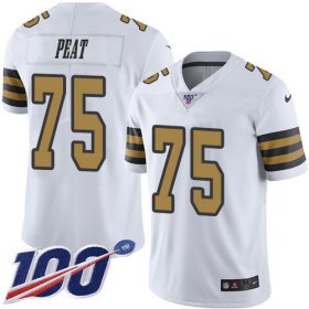 Wholesale Cheap Nike Saints #75 Andrus Peat White Youth Stitched NFL Limited Rush 100th Season Jersey