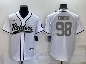 Wholesale Men\'s Las Vegas Raiders #98 Maxx Crosby White Grey Stitched MLB Cool Base Nike Baseball Jersey