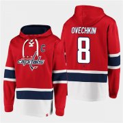 Wholesale Cheap Men's Washington Capitals #8 Alex Ovechkin Red All Stitched Sweatshirt Hoodie