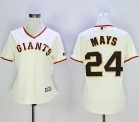 Wholesale Cheap Giants #24 Willie Mays Cream Home Women\'s Stitched MLB Jersey