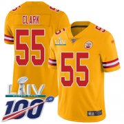 Wholesale Cheap Nike Chiefs #55 Frank Clark Gold Super Bowl LIV 2020 Men's Stitched NFL Limited Inverted Legend 100th Season Jersey