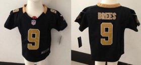 Wholesale Cheap Toddler Nike Saints #9 Drew Brees Black Team Color Stitched NFL Elite Jersey