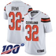 Wholesale Cheap Nike Browns #32 Jim Brown White Men's Stitched NFL 100th Season Vapor Limited Jersey