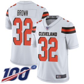 Wholesale Cheap Nike Browns #32 Jim Brown White Men\'s Stitched NFL 100th Season Vapor Limited Jersey