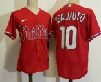 Wholesale Cheap Men's Philadelphia Phillies #10 JT Realmuto Red Stitched MLB Cool Base Nike Jersey