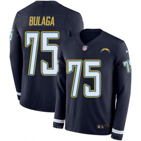 Wholesale Cheap Nike Chargers #75 Bryan Bulaga Navy Blue Team Color Men\'s Stitched NFL Limited Therma Long Sleeve Jersey