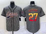 Wholesale Cheap Men's Houston Astros #27 Jose Altuve Grey Gridiron Cool Base Stitched Baseball Jersey