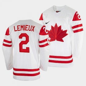 Wholesale Cheap Men\'s Mario Lemieux Canada Hockey White 2022 Winter Olympic #2 Salt Lake City Jersey