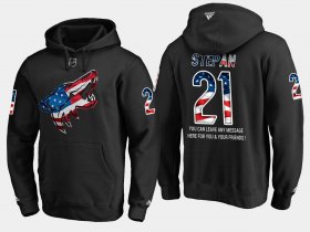 Wholesale Cheap Coyotes #21 Derek Stepan NHL Banner Wave Usa Flag Black Hoodie