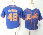 Wholesale Cheap Toddler Mets #48 Jacob DeGrom Blue Alternate Home Cool Base Stitched MLB Jersey