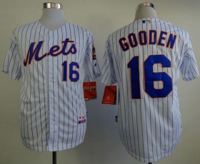 Wholesale Cheap Mets #16 Dwight Gooden White(Blue Strip) Home Cool Base Stitched MLB Jersey