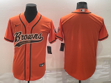 Wholesale Cheap Men's Cleveland Browns Blank Orange Stitched MLB Cool Base Nike Baseball Jersey