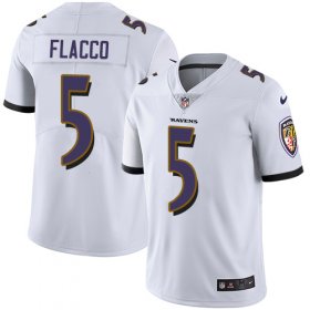 Wholesale Cheap Nike Ravens #5 Joe Flacco White Men\'s Stitched NFL Vapor Untouchable Limited Jersey