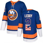 Wholesale Cheap Adidas Islanders #2 Nick Leddy Royal Blue Home Authentic USA Flag Stitched NHL Jersey