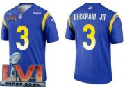 Wholesale Cheap Men's Los Angeles Rams #3 Odell Beckham Jr Limited Blue 2022 Super Bowl LVI Bound Vapor Jersey