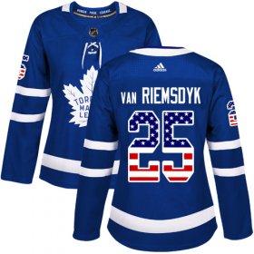 Wholesale Cheap Adidas Maple Leafs #25 James Van Riemsdyk Blue Home Authentic USA Flag Women\'s Stitched NHL Jersey