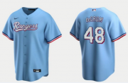 Cheap Men's Texas Rangers #48 Jacob deGrom Light Blue Cool Base Stitched Baseball Jersey