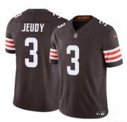 Cheap Men's Cleveland Browns #3 Jerry Jeudy Brown 2023 F.U.S.E. Vapor Limited Football Stitched Jersey