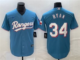 Cheap Men\'s Texas Rangers #34 Nolan Ryan Blue Cool Base Stitched Baseball Jersey