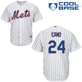 Wholesale Cheap Mets #24 Robinson Cano White(Blue Strip) Cool Base Stitched Youth MLB Jersey