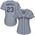 Wholesale Cheap Mets #23 Adrian Gonzalez Grey Road Women's Stitched MLB Jersey