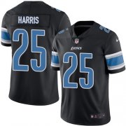 Wholesale Cheap Nike Lions #25 Will Harris Black Men's Stitched NFL Limited Rush Jersey