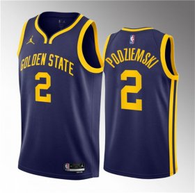Wholesale Cheap Men\'s Golden State Warriors #2 Brandin Podziemski Navy 2023 Draft Statement Edition Swingman Stitched Basketball Jersey