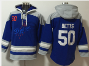 Wholesale Cheap Men's Los Angeles Dodgers #50 Mookie Betts Blue Ageless Must Have Lace Up Pullover Hoodie