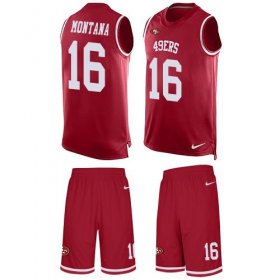 Wholesale Cheap Nike 49ers #16 Joe Montana Red Team Color Men\'s Stitched NFL Limited Tank Top Suit Jersey