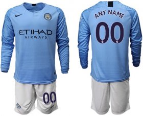Wholesale Cheap Manchester City Personalized Home Long Sleeves Soccer Club Jersey