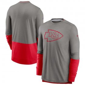 Wholesale Cheap Kansas City Chiefs Nike Sideline Player Performance Long Sleeve T-Shirt Heathered Gray Red